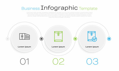 Set line Container, Envelope and and check mark. Business infographic template. Vector