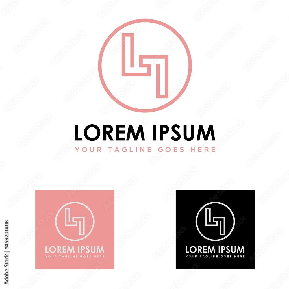 Poster simple line art double letter l or ll font in flip image graphic icon logo design abstract concept v