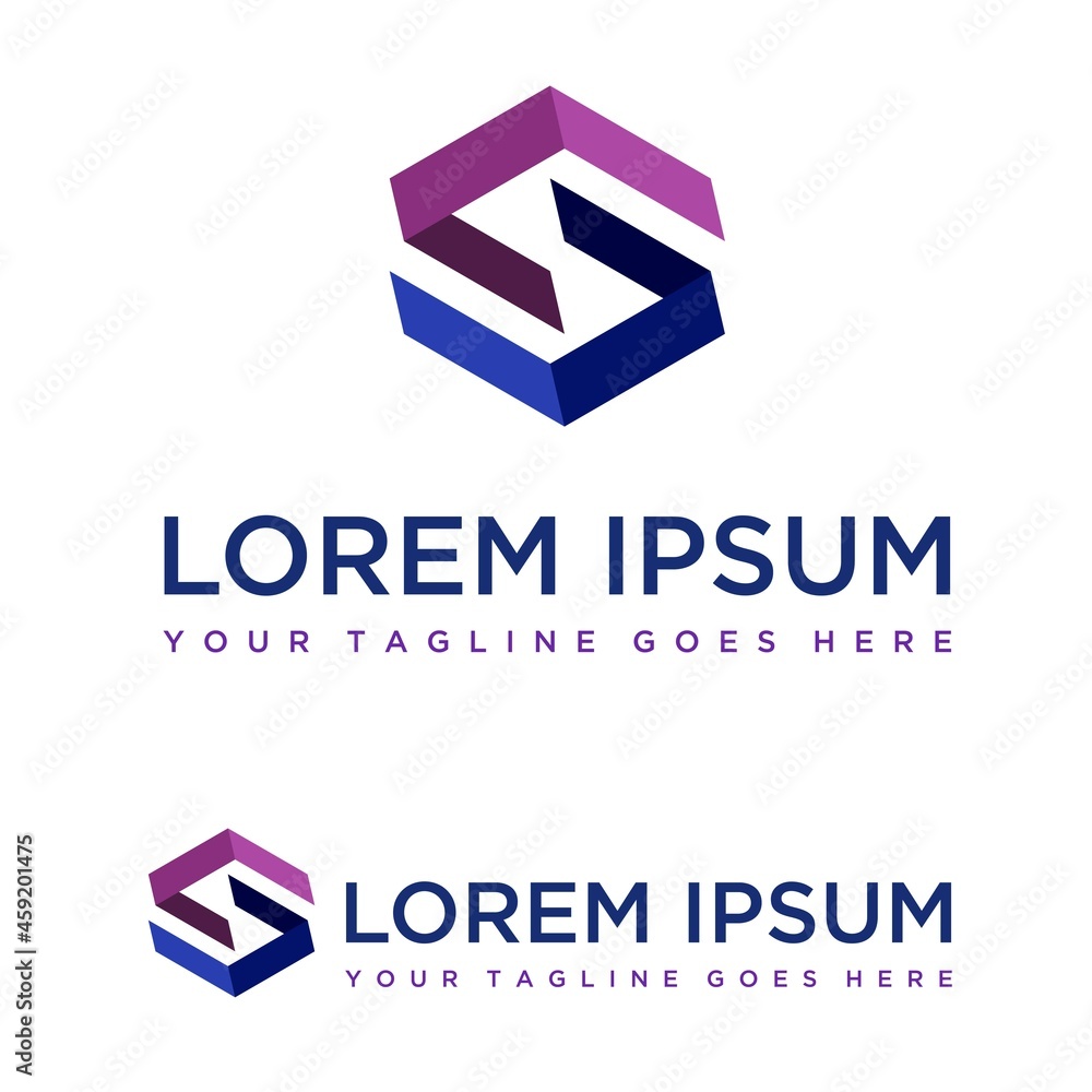 Poster Simple letter or word S font in hexagon and 3D flip image graphic icon logo design abstract concept vector stock. Can be used as a symbol associated with initial or monogram