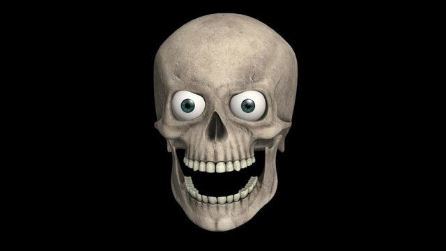 Halloween footage. All Hallows' Eve 3D animation. All Saints' Eve intro. 3D Skull animation. Hallowe'en. Looped. 