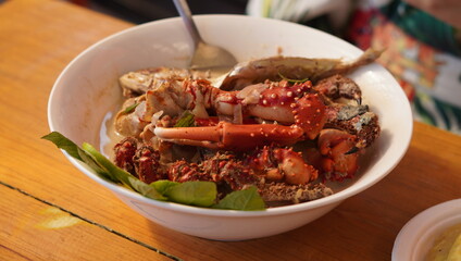 sopa marinera garifuna de roatan honduras, m'as conocida como machuca