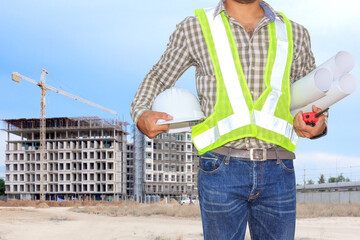 Fototapeta na wymiar Foreman working at building construction site