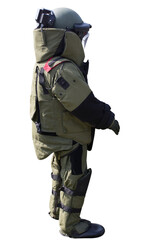 Bomb suit for EOD team isolated on white background with clipping path