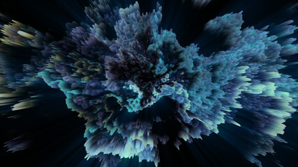 Fototapeta na wymiar Abstract 3D background of fractal turbulence, perhaps suggestive of coral. Also available as an animation - search for 766793678 in Videos. Pixel sorting. Glitch art.