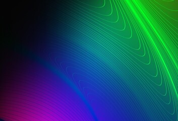 Dark Multicolor vector pattern with curved lines.