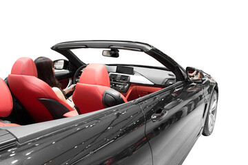 Driving sport car isolated on white background with clipping path