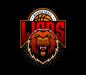 Lion mascot basketball sport logo design 