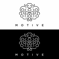 Simple Black and white unique calligraphy image graphic icon logo design abstract concept vector stock. Can be used as symbol relating to motif or interior.