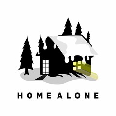 Simple and unique small house in winter image graphic icon logo design abstract concept vector stock. Can be used as a symbol related to property or weather.