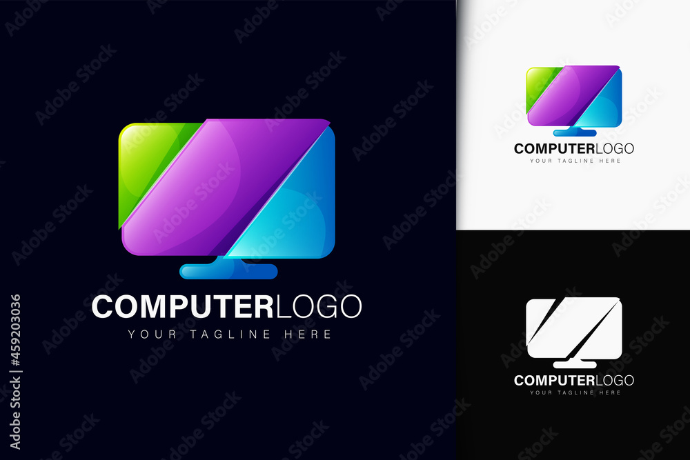 Poster computer logo design with gradient