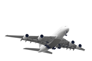 Passenger aircraft isolated on white background with clipping path