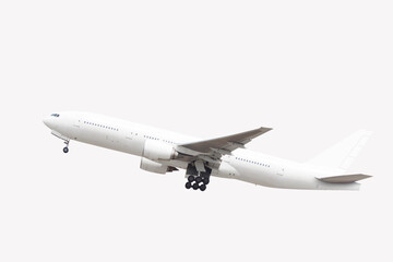 White passenger airplane isolated on white background with clipping path