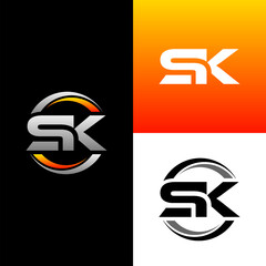 SK Letter Initial Logo Design Template Vector Illustration