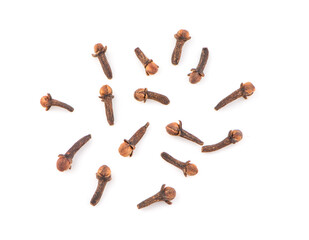 dry cloves on white background