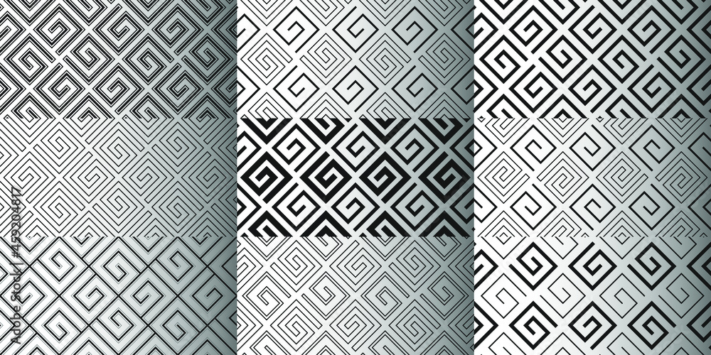 Poster set of abstract seamless geometric pattern. square spiral seamless.
