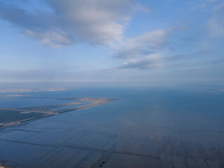 Fototapeta na wymiar Aerial photograph of the blue sea