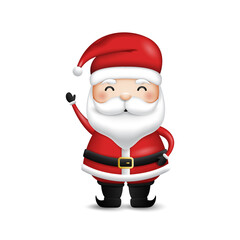 Santa Claus. Cartoon holiday character moving. Cute Pastor Frost standing with raised hands and welcoming vector illustration.