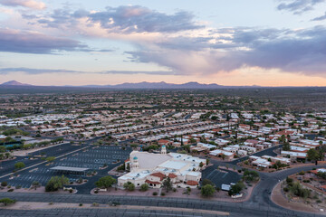 View Of Desert Hills Community With Episcopal Church In Green Valley, Arizona 