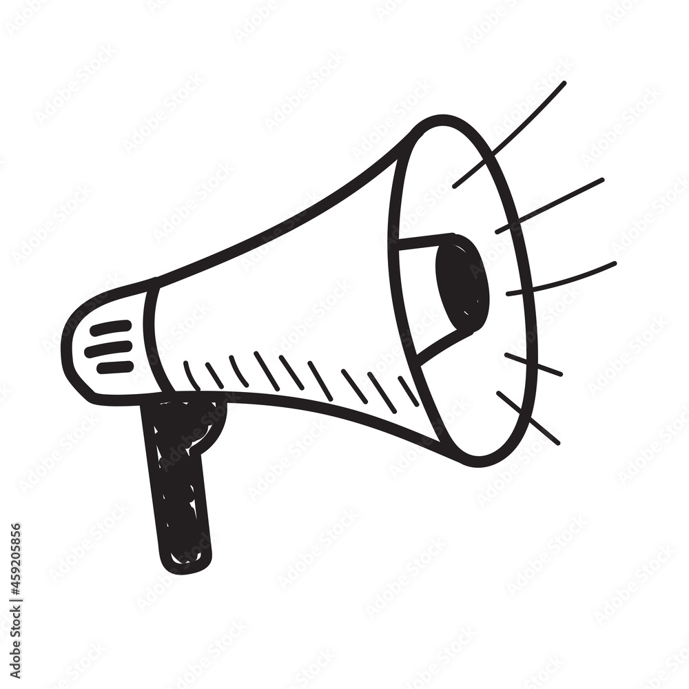 Canvas Prints megaphone icon in doodle style isolated on white background