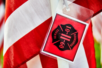 Memorial Tag on Flag