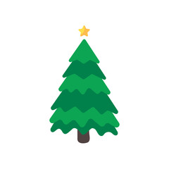 Christmas tree. Green pine tree decorated with stars for Christmas decorations.