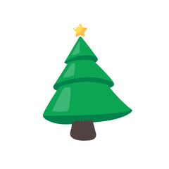 Christmas tree. Green pine tree decorated with stars for Christmas decorations.