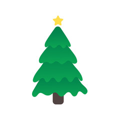 Christmas tree. Green pine tree decorated with stars for Christmas decorations.