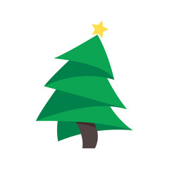 Obraz premium Christmas tree. Green pine tree decorated with stars for Christmas decorations.