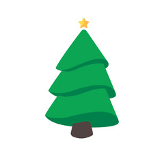 Obraz premium Christmas tree. Green pine tree decorated with stars for Christmas decorations.