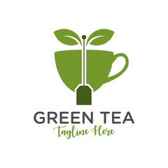 green tea drink inspiration illustration logo design