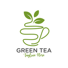 green tea drink inspiration illustration logo design