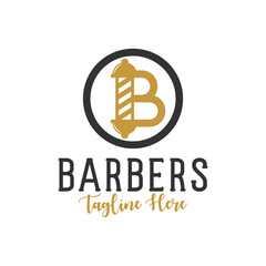 Obraz premium barbershop inspiration illustration logo with letter B