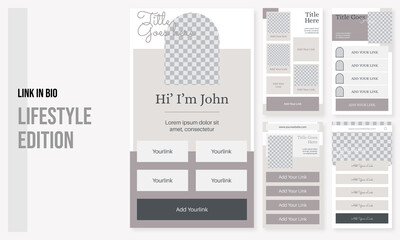 Set of editable social media instagram link in bio fashion design, bio link vector template ai and eps10