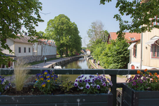 Small town Trosa in a sunny day, Sweden.