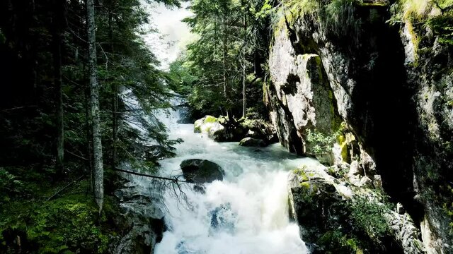 Aerial Drone - Alpine Landscape on the Amola Waterfalls