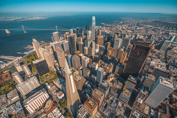 San Francisco Cityscape Aerial View skyline downtown from above