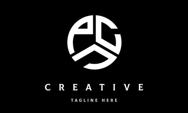 PCJ circle three letter logo vector