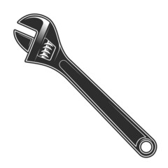 Obraz premium Wrench tools vector icon. Plumbing Key tool isolated on white background. Construction spanner logo design element.