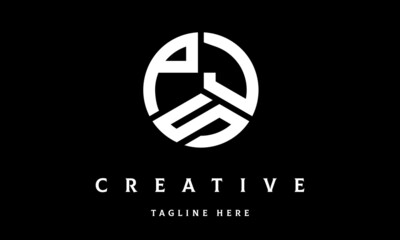 PJS circle three letter logo vector