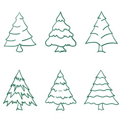 Obraz premium Christmas trees with green outline