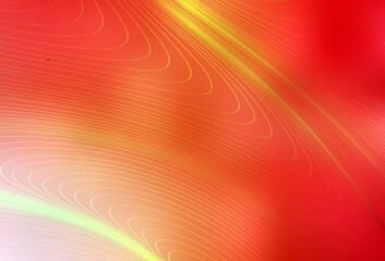 Light Red, Yellow vector texture with curved lines.