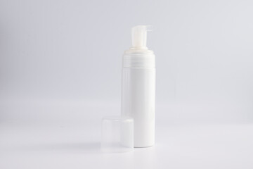 white skincare packaging bottle mock up on background with copy space