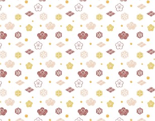 正月飾り01_08（花　和模様　手描き　背景　壁紙）