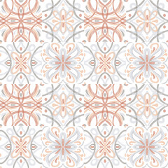 Hand-painted style tiles with ornament. Seamless pattern for kitchen wall or bathroom flooring ceramic.