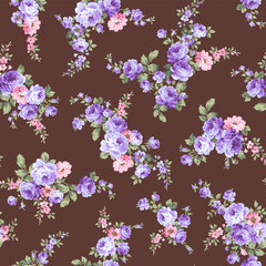 Seamless pattern with a beautiful bouquet of roses,