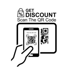 Scan the QR code for discount icon isolated on white background vector illustration.