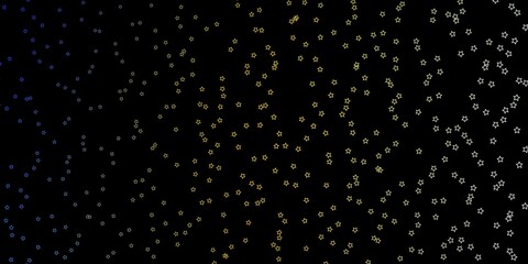 Dark Blue, Yellow vector background with colorful stars.
