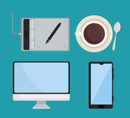 digital devices and coffee