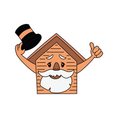Cute house in the form of an old man with a beard and a hat
