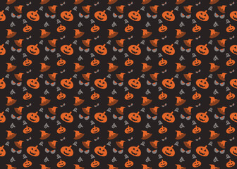 Halloween vector seamless pattern on dark background ep23